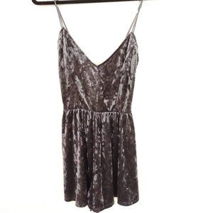Grey/Purple Velvet Romper